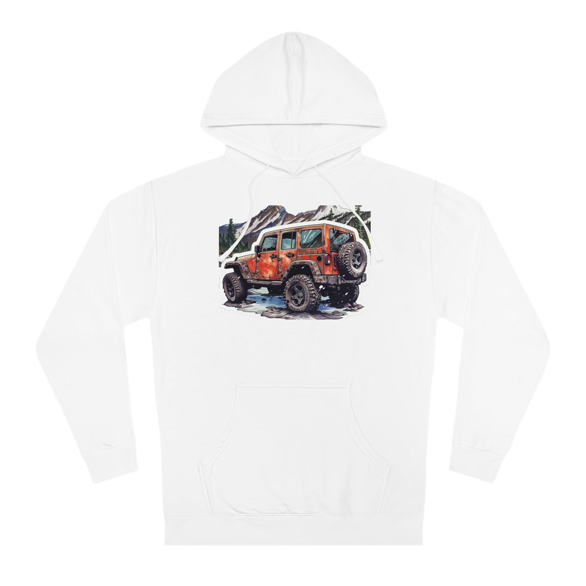 Rugged Terrain Enthusiast Hoodie with Majestic Off-Roader Graphic Hooded Sweatshirt